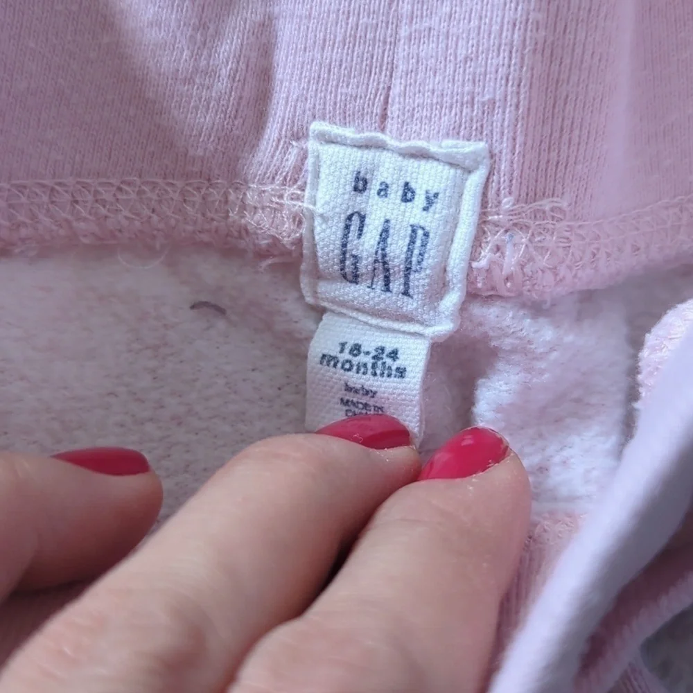 Baby Gap Pink & White Fuzzie Soft Hooded Sweatshirt & Joggers Set Size 18-24 M